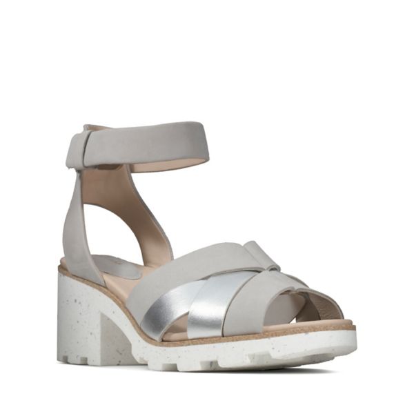 Clarks Womens Rene Daisy Sandals Silver | CA-1489562